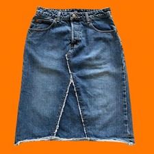90's 00's vintage medium wash denim frayed distressed y2k skirt Size 4 gap