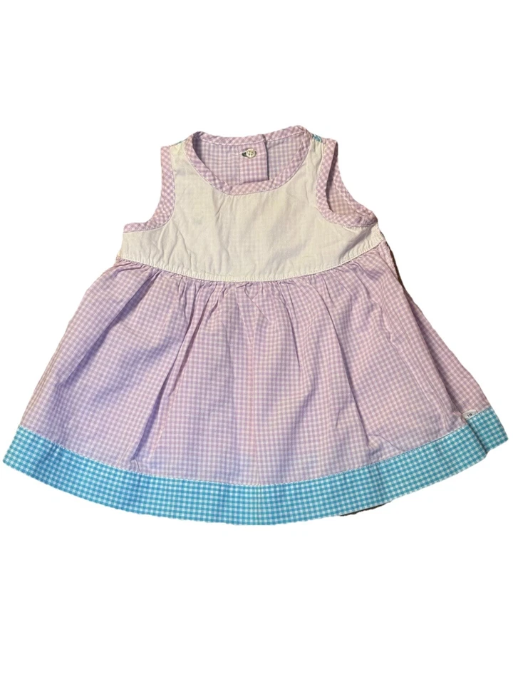 Vintage 2000 Tommy Hilfiger Baby Dress 3-6 Months Purple Gingham Plaid Y2K - Image 4 of 4