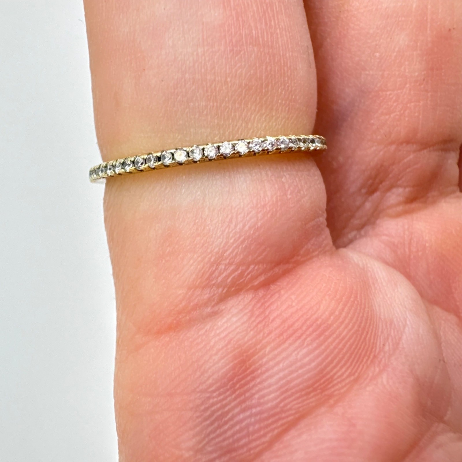 CZ Band Thin Stackable Anniversary Ring Gold Over… - image 7