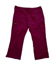 Cherokee Authentic Workwear Womens Size 2X Petite Wine Cargo Scrub Pants