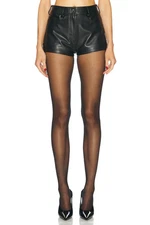 Norma Kamali High Waisted Shorts Black Faux Leather XS NWT $250