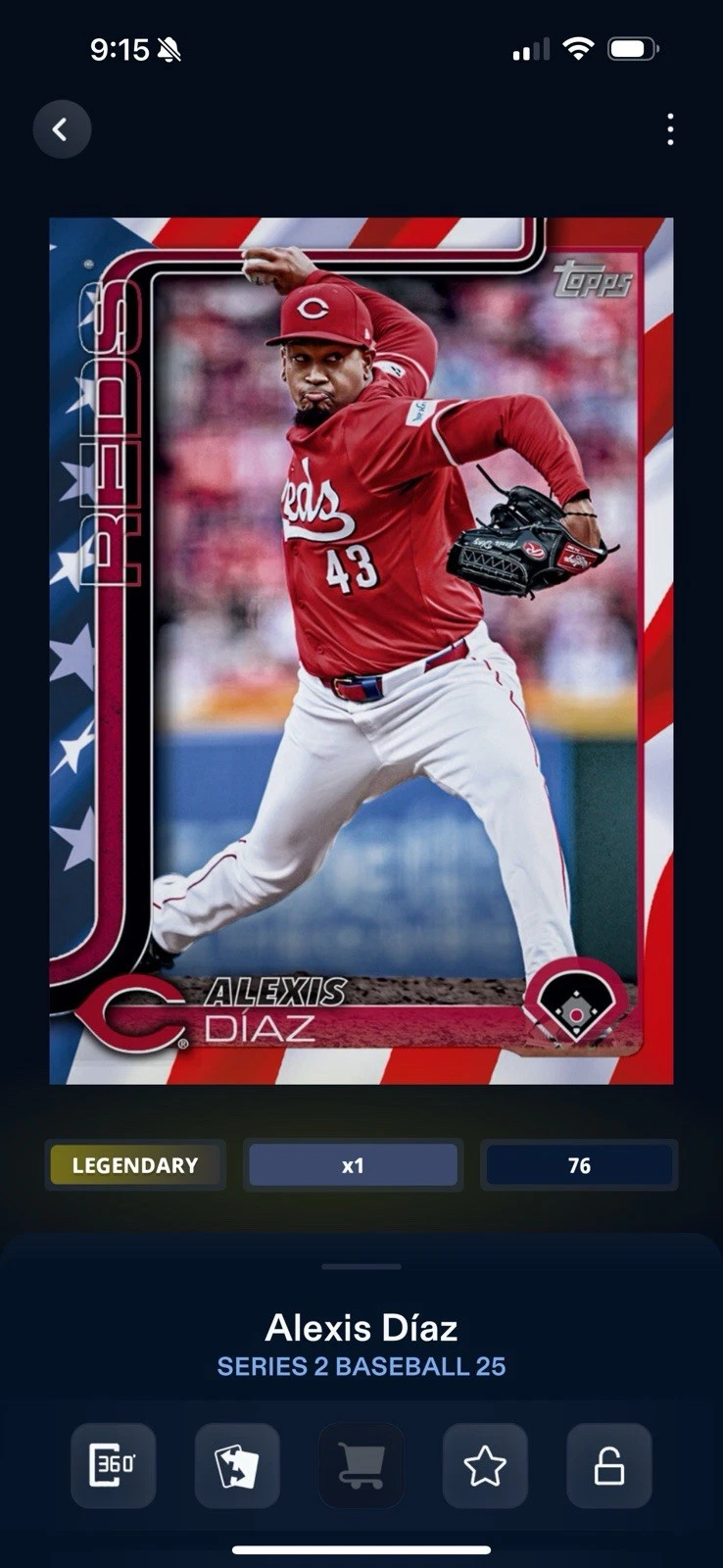 topps bunt digital legendary Alexis Diaz 2025 Independence 76cc Reds