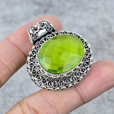 Peridot Gemstone Handmade 925 Steling Silver Jewelry Pendant 1.38