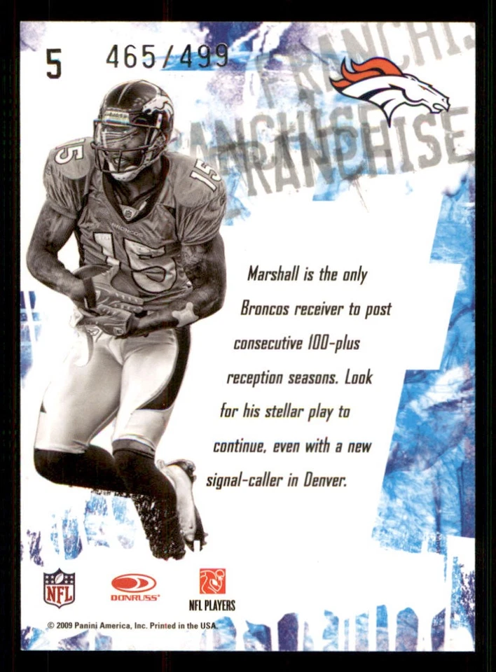 2009 Score Inscriptions Franchise #5 Brandon Marshall /499 - Image 2 of 2