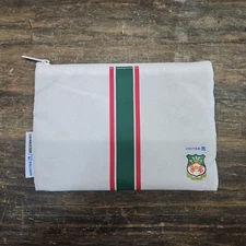 United Airlines Wrexham AFC White Amenity Kit Green Stripe Travel Pouch NEW