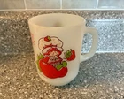 Vintage 1980s Strawberry Shortcake Coffee Mug Anchor Hocking Milk Glass Cup