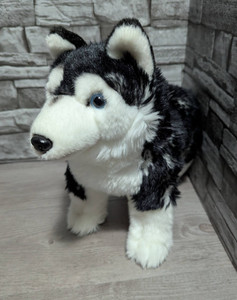 11"x15" Siberian Husky Puppy Dog Plush Standing Blue Eyes Stuffed Animal Toy