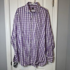 Peter Millar Shirt Mens Extra Large XL Purple White Gingham Plaid Seaside Finish