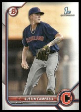 2022 Bowman Draft #BD-113 Justin Campbell Cleveland Guardians NM+
