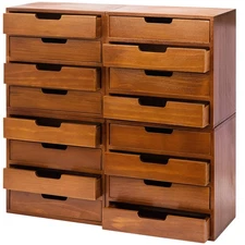 4-Pack 4 Drawer Desktop Storage Organizer in Modern Wood Design (20”x7”x 20”)...