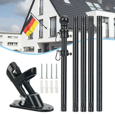 Fahnenmast 1,8m(6FT) Fahnenmast mit Fahnenhalter Fahnenstange Set Wandhalterung