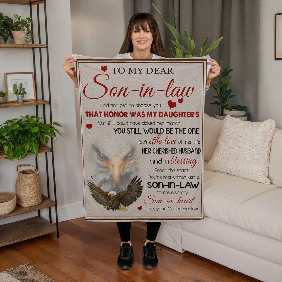 To My Son In Law Blanket From Mom Mother And Son Blanket Eagle Gift On Christmas - Image 2 of 4