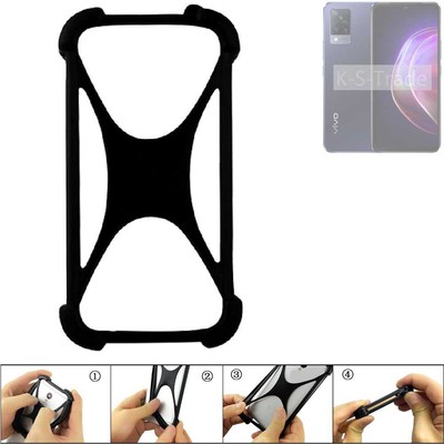 Schutzring für Vivo V21 5G Silikoncase Softcase Bumper Schutz Hülle schwarz
