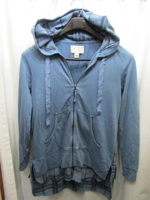 WOMANS EVY'S TREE THE BRYONY FULL ZIP DRAWSTRING BLUE HOODED SWEATSHIRT SIZE XS