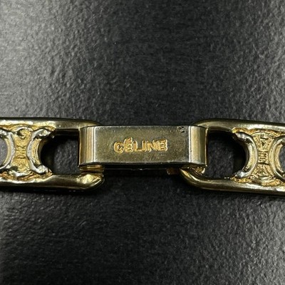 Celine Bracelet Triomphe Gold Engraved y2k Vintage Woman Gold Tone