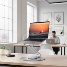 CoolGrey Foldable Laptop Stand with 360 Rotating Base - Perfect for All Laptops