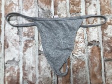 Vintage Victoria's Secret Thong v-String Soft Cotton Panties Underwear Sm Gray