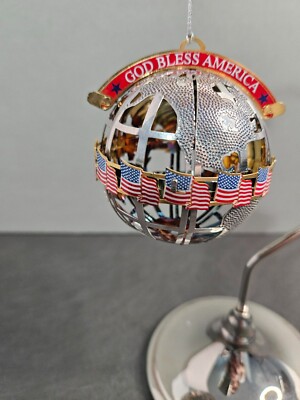Wallace Silversmiths ''God Bless America'' Ornament - Silverplated 3'' dia