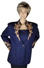 Vintage Aussie Austine Original Womens Denim Jean Western Blazer Jacket 18 Plus