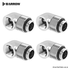 4 Pcs Barrow G1/4" Angled 90 Degree Swivel Rotary Fitting Male to Female Silver