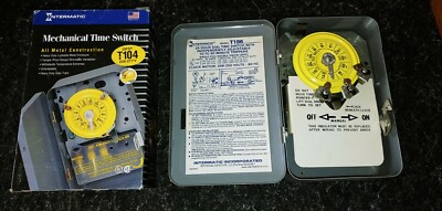 Intermatic 24-Hour Mechanical Time Switch - T-104 INTERMITTENT ON DPST 208-277v