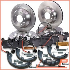 4x BRAKE DISC + SET PADS + PARKING BRAKE SHOES FRONT + REAR FOR AUDI Q7 4L