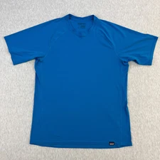 Patagonia Capilene Shirt Mens M Blue Lightweight Baselayer Short Sleeve