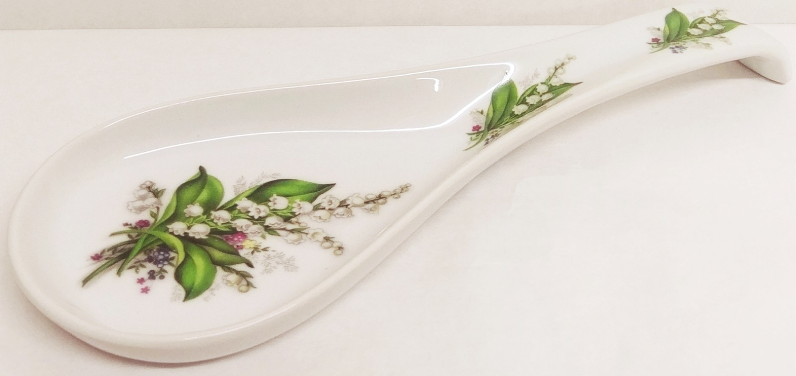 Lily of Valley Spoon Rest Porcelain Ceramic Large Spoon Rest Hand Decorated UK