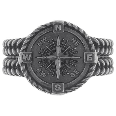 BAGUE homme chevalière boussole en ARGENT 925 TAILLE 62