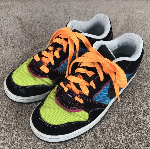 teal and yellow shoes