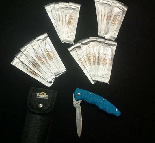 WIEBE ARCTIC FOX SCALPEL BLADE 24 REPLACEMENT BLADES TRAPPING SKINNING  HAVALON