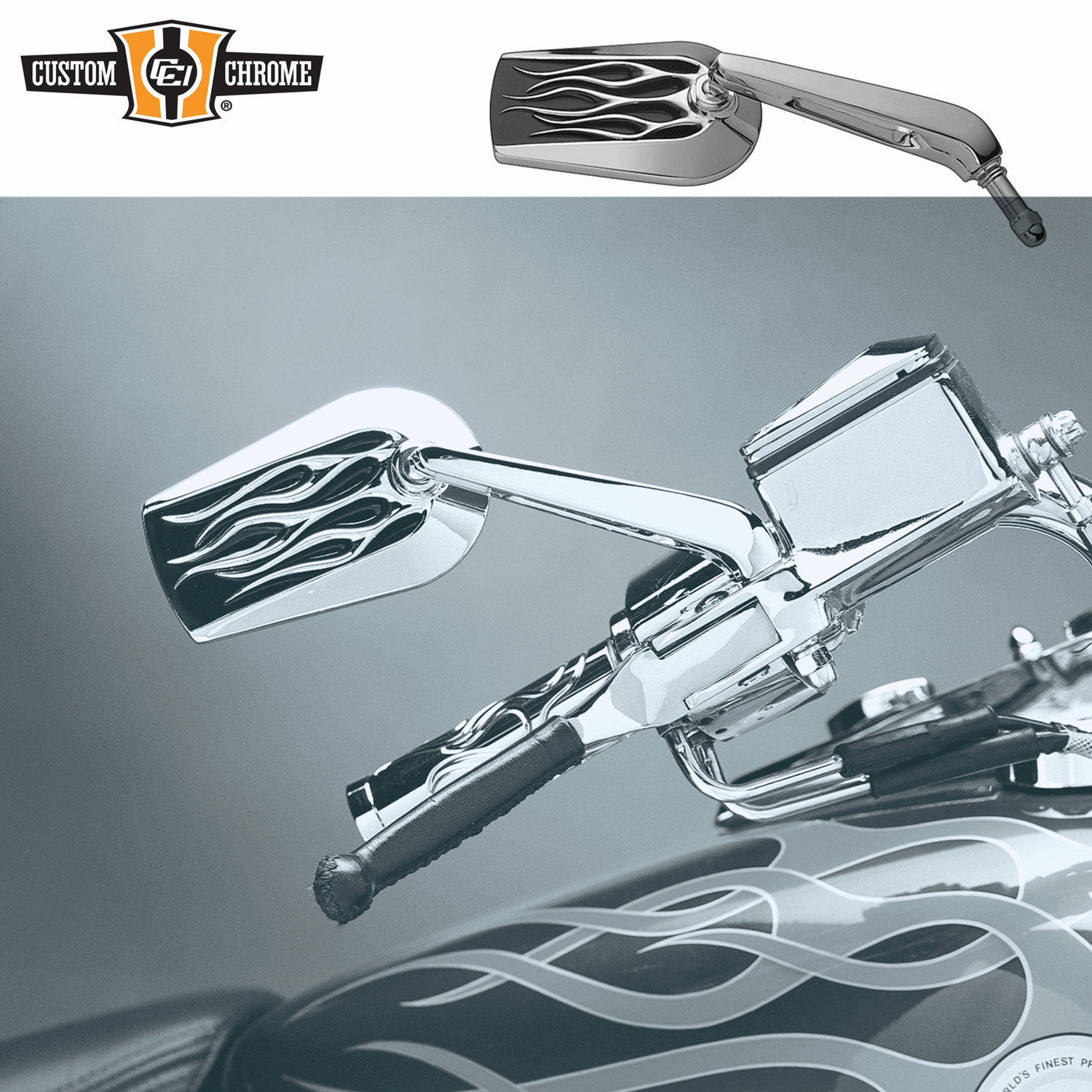 Custom Chrome Rear View Side Flame Mirrors Fits For Harley Touring Sportster XL