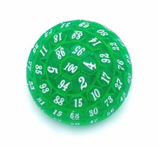 d100 Green and White 100 Sided Die, D100 Game Dice, 100 Sides DnD RPG AD D
