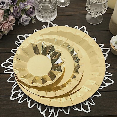 25 Geometric Round 12" Metallic Disposable Dinner Paper Plates Party Tableware - Picture 8 of 47