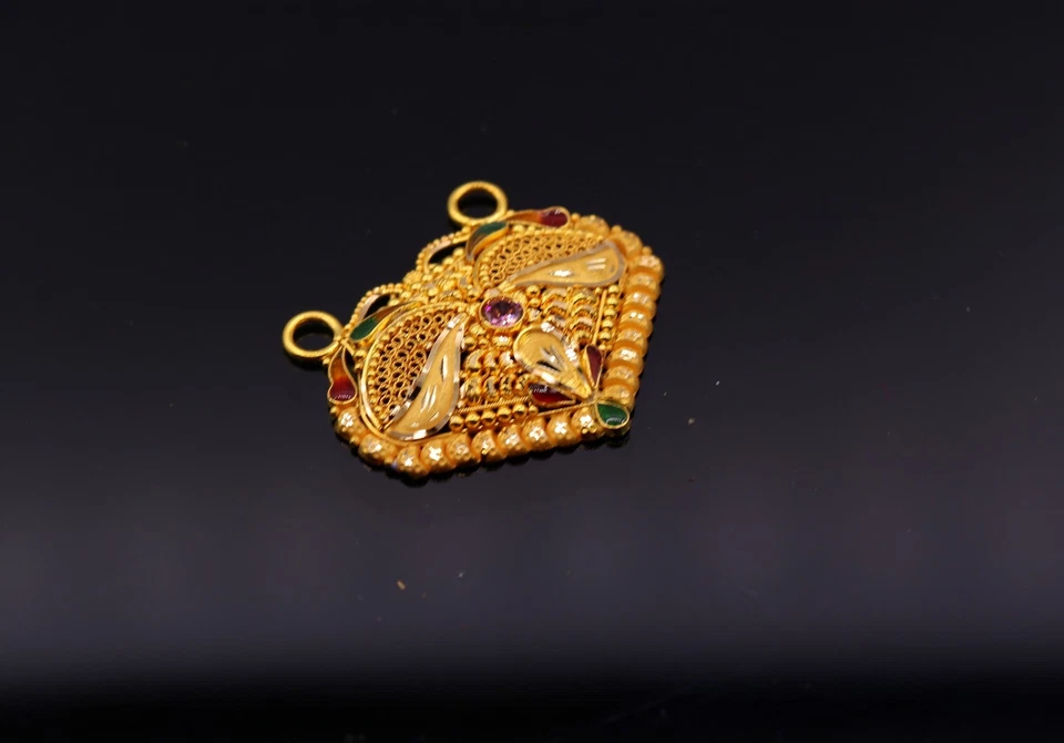 COLLAR COLGANTE FILIGRANA TRABAJO RAJASTHAN JOYERÍA TRADICIONAL 22 K HECHO A MANO Foto 4 de 4