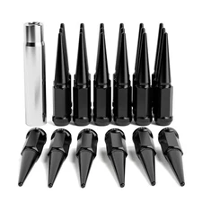 24pcs M14x1.5  Black Spike Lug Nuts For Chevy Silverado Tahoe 4.4" Tall w/ Key