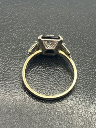 10k gold filled & sterling black stone rhinestone ring size 4.5 vintage - Picture 3 of 16