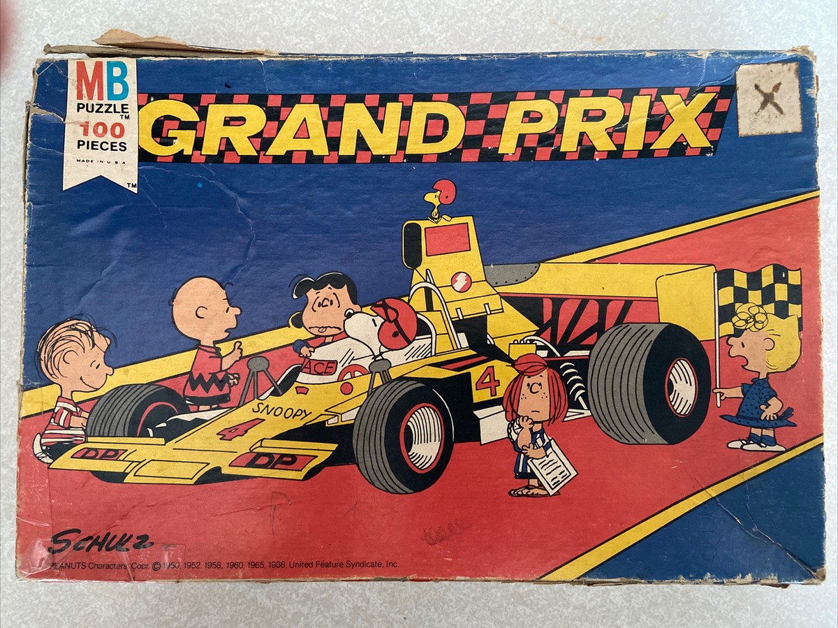 Vintage Milton Bradley Peanuts 100 Piece Puzzle Grand Prix 4382-3
