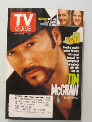 TV Guide Sept 23-29, 2000, TIM MCGRAW - Rich & Kelly SURVIVOR Secrets