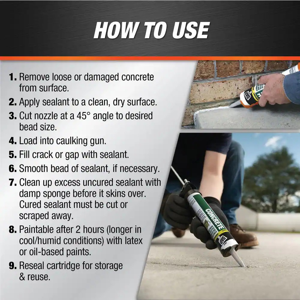 Concrete and Mortar Filler 10.1 Gray Latex Sealant (2-Pack)