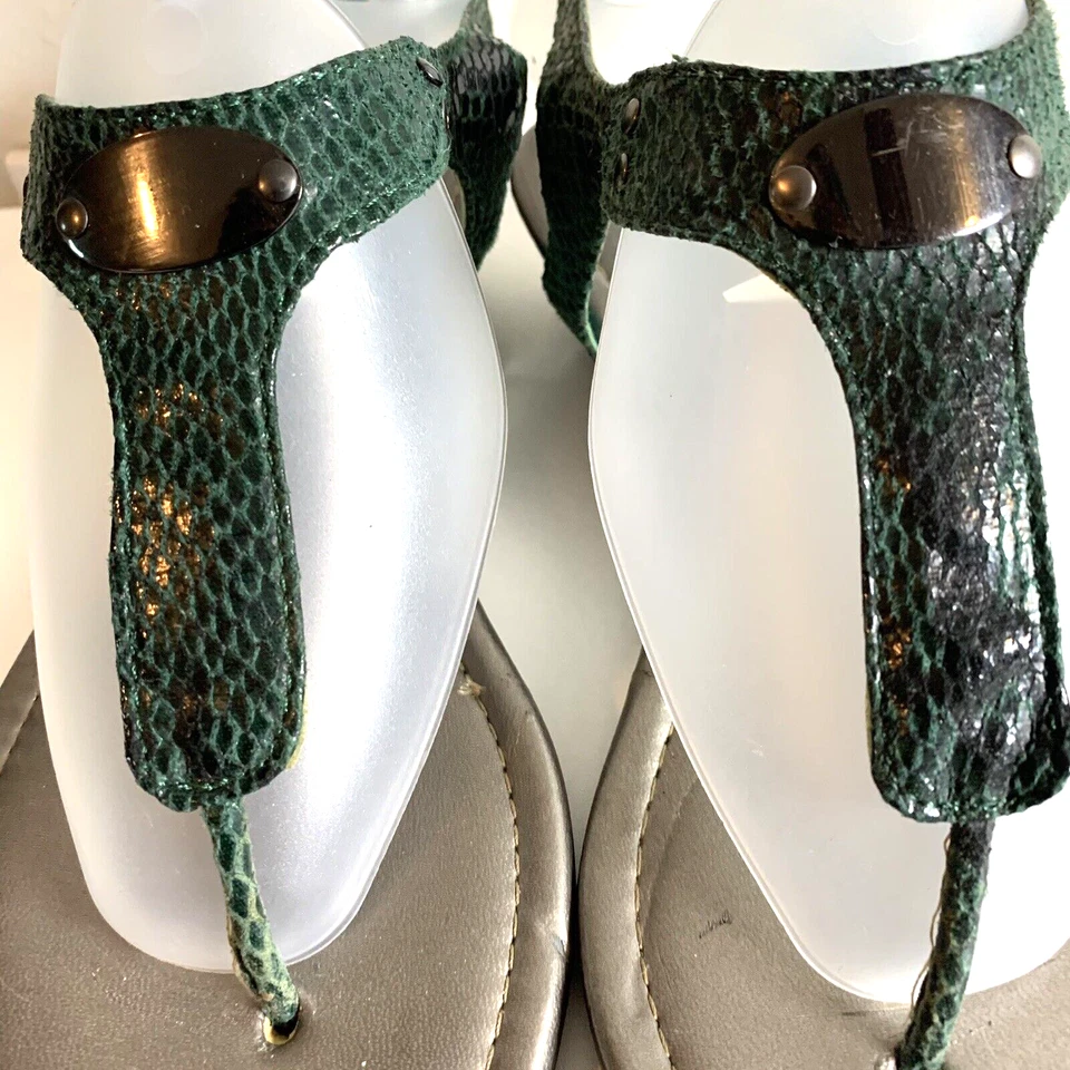 Sandalias Tanga Vintage Estampado Animal Cuña Mujer 8 Imitación Cuero Aqua Mármol Años 90 Foto 3 de 4