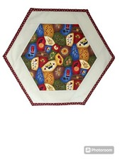 Country Table Topper/ Candle Mat 18  . Handmade Hexagonal Quilted