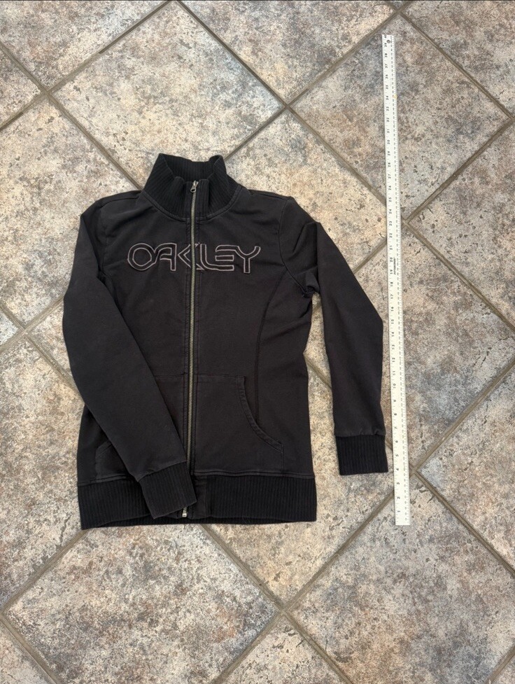 Rare Vintage 90's Oakley Black Zip Up Sweater Jacket Sweatshirt