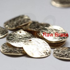 10 Pieces Raw Brass Hammered Waved Round Disc Charm - 15.9mm CW-3859C-D-474
