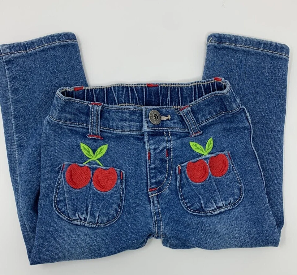 Jeans Gymboree Niñas 2T Denim Bordado Cereza Bolsillo Muy Cereza Foto 2 de 4