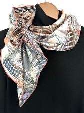 26"x26"Horse  City Print Pure Mulberry Twill Silk Double Face Scarf 65x65cm4-2