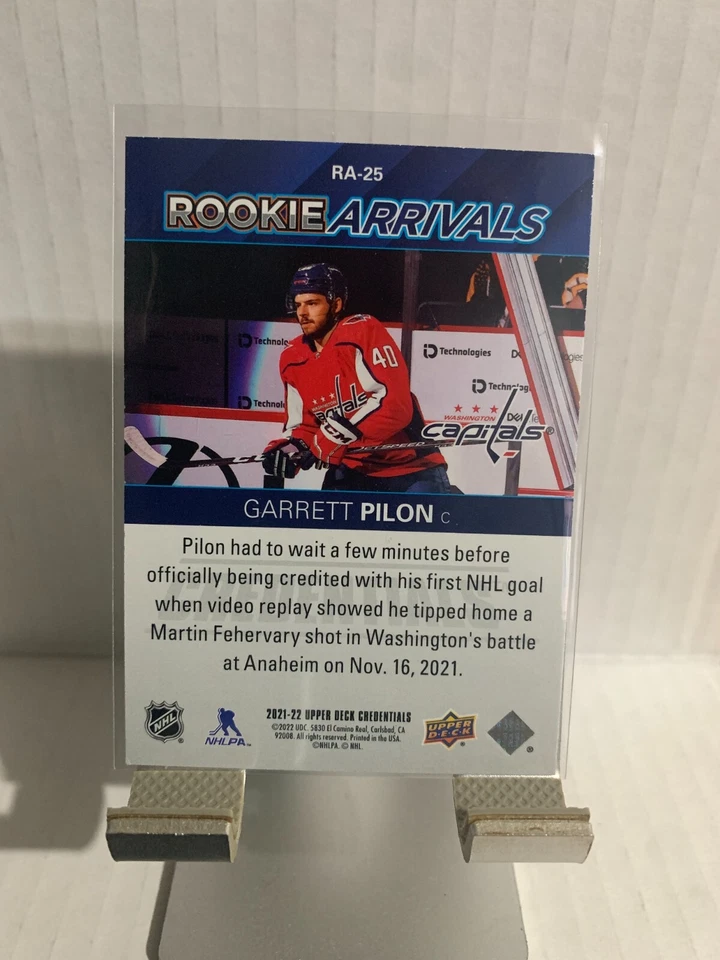 2021-22 Upper Deck Credentials Garrett Pilon Rookie Arrivals #RA-25 Washington - Image 2 of 2