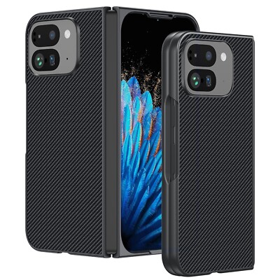 Für Google Pixel 9 Pro Fold Ultra-dünne Carbonfaser Textur Schutz Hülle Schwarz