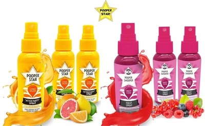Pooper Star WC Spray 60ml Deodorante Rimuovi Odori Sciacquo Agrumi o Frutta