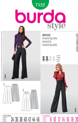 burda Pattern 7122 Misses' Wide Leg Trouser Style Pants (Sizes 8-20) UC FF RARE